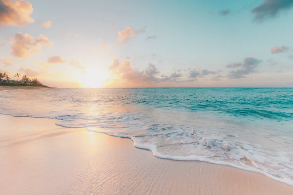 Tropical white sand beach with turquoise waves