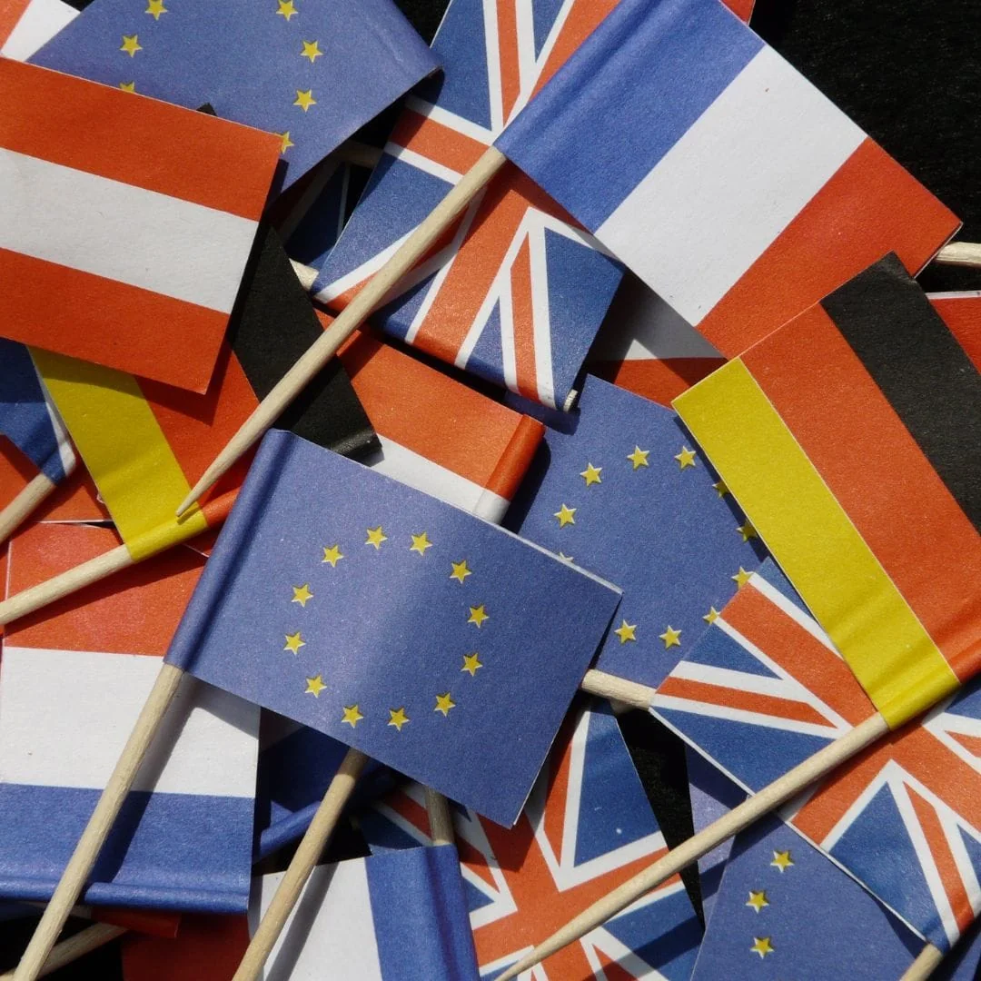 European flags travel destination