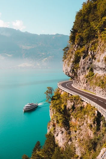 Scenic coastal highway with turquoise waters